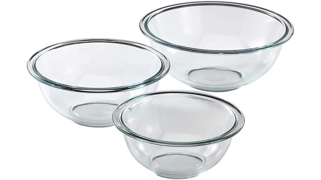 clear three piece bowl set