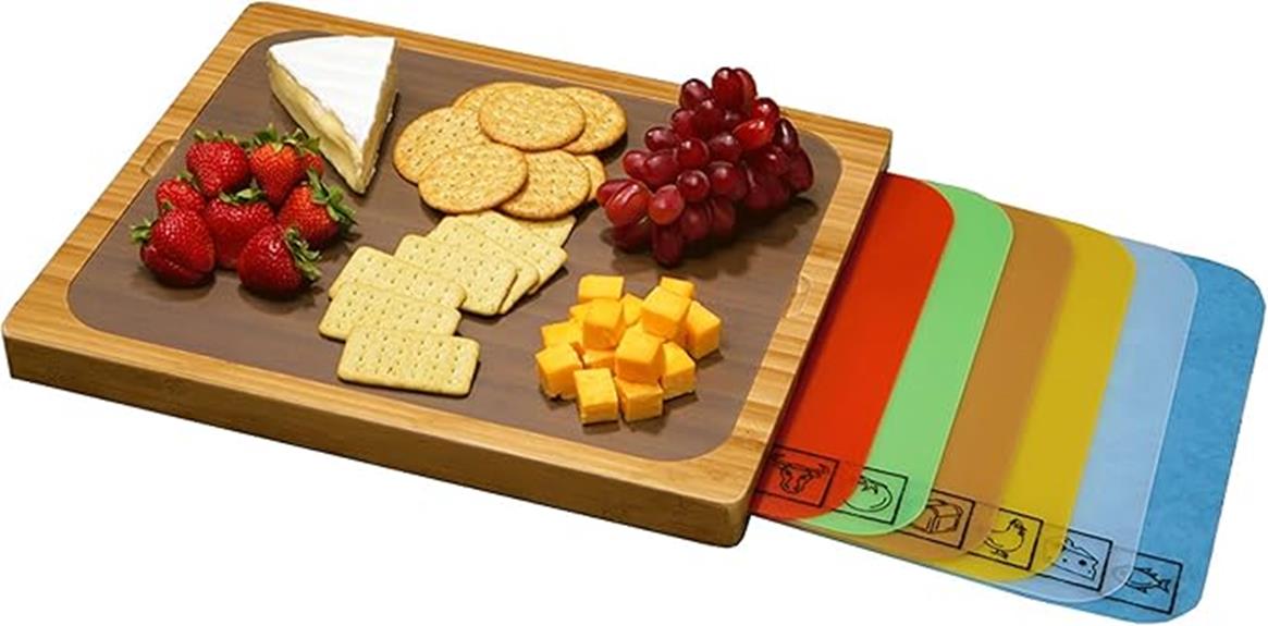 color coded bamboo cutting board