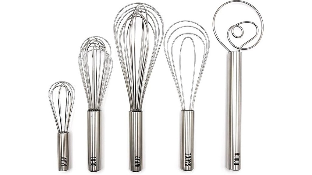 five piece stainless steel whisks