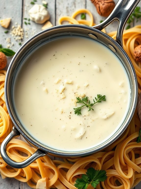 making creamy alfredo sauce