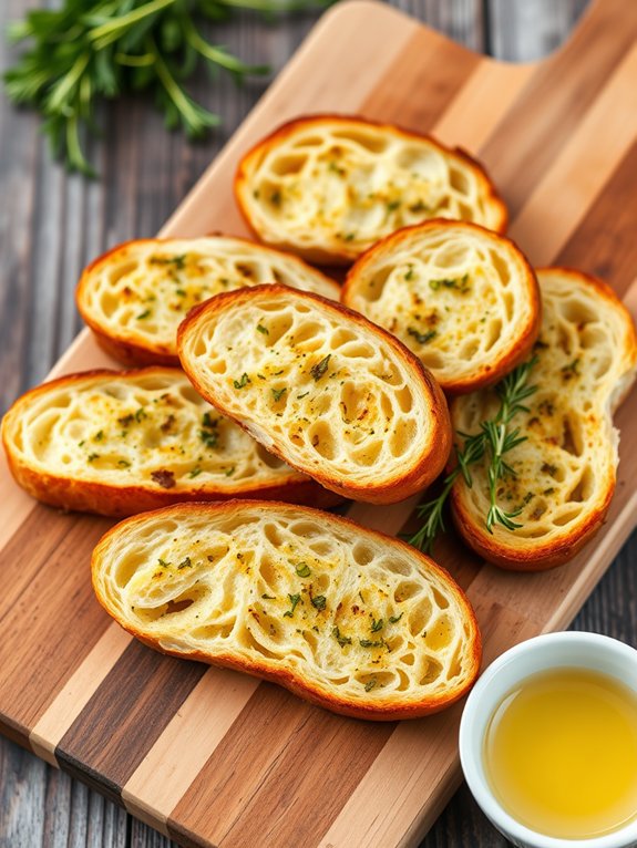 making delicious garlic bread