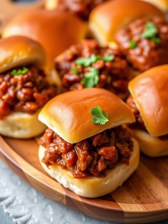 miniature messy meat sandwiches