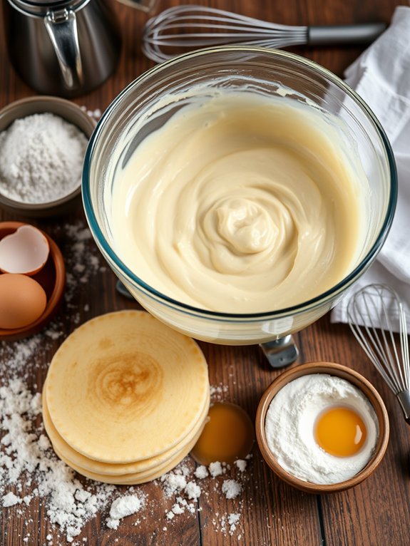 mixing pancake batter ingredients