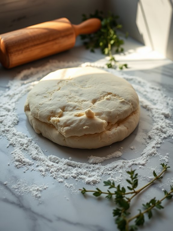 preparing biscuit dough mixture