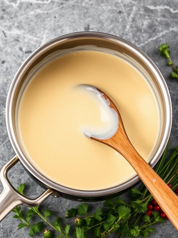 preparing creamy b chamel sauce