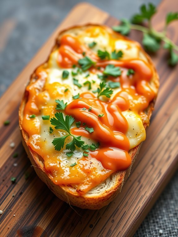 preparing delicious garlic bread