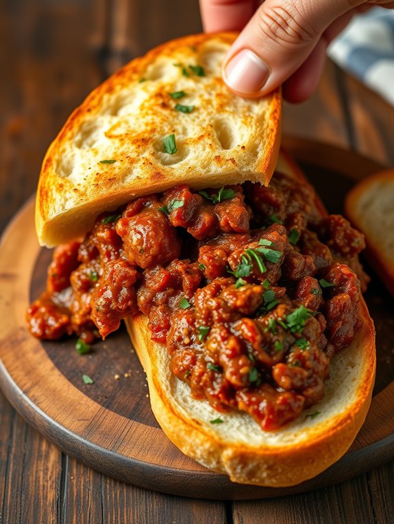 preparing garlic bread assembly
