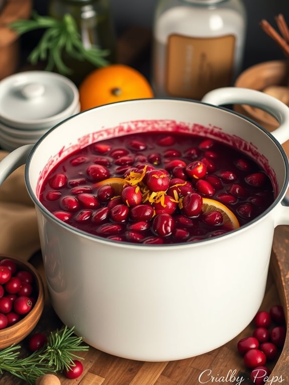 preparing homemade cranberry sauce