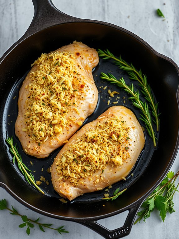 preparing the chicken dish