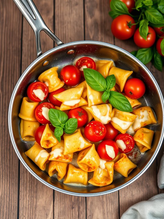 preparing the pasta dish