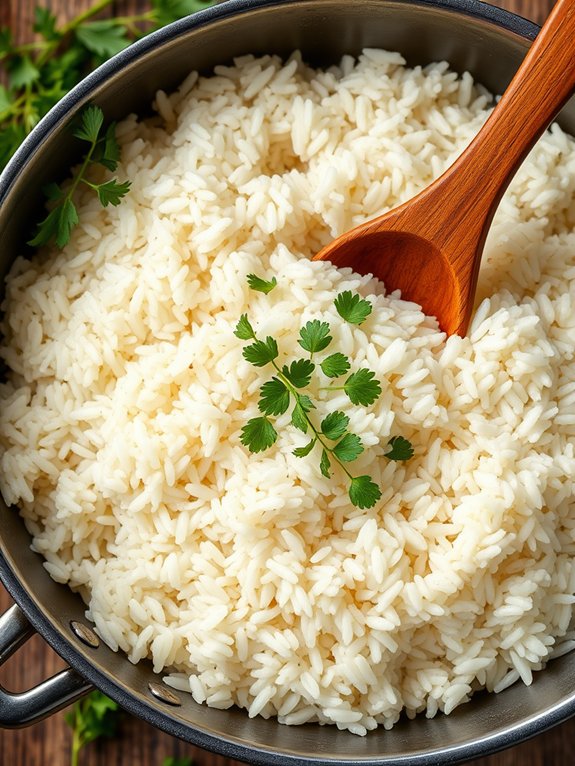 preparing the rice dish