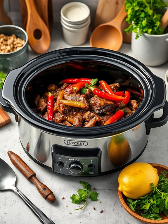 preparing the slow cooker