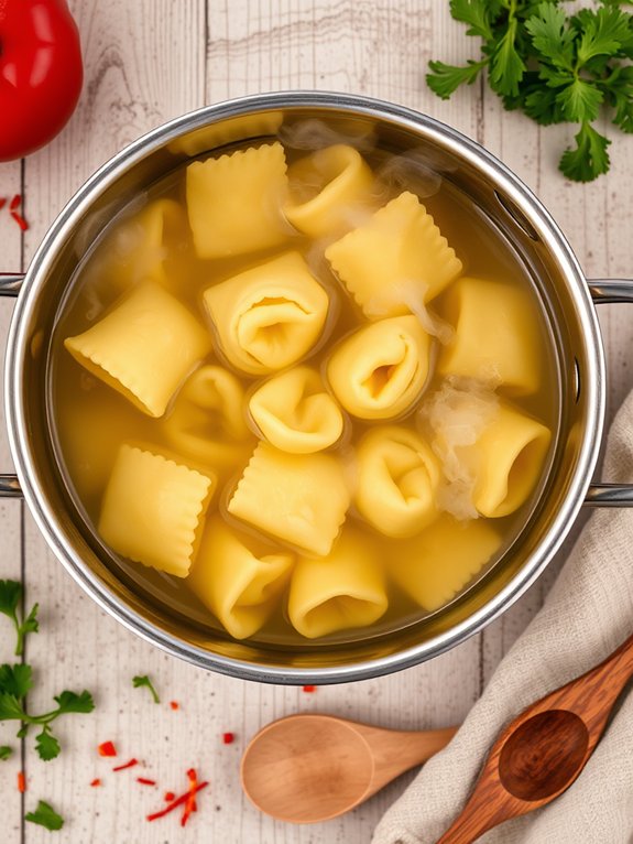 preparing the tortellini dish