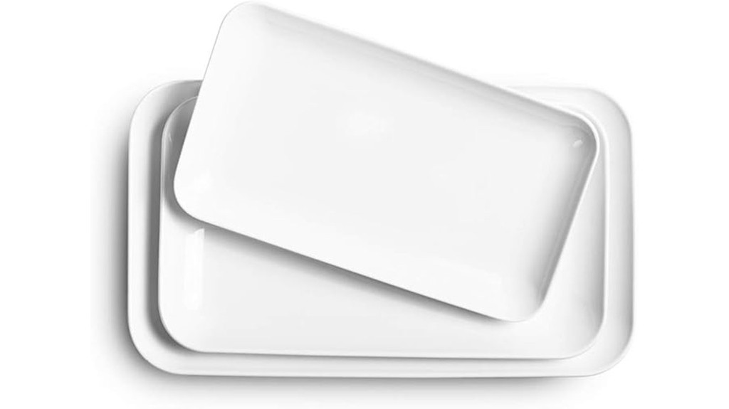rectangular white platter set
