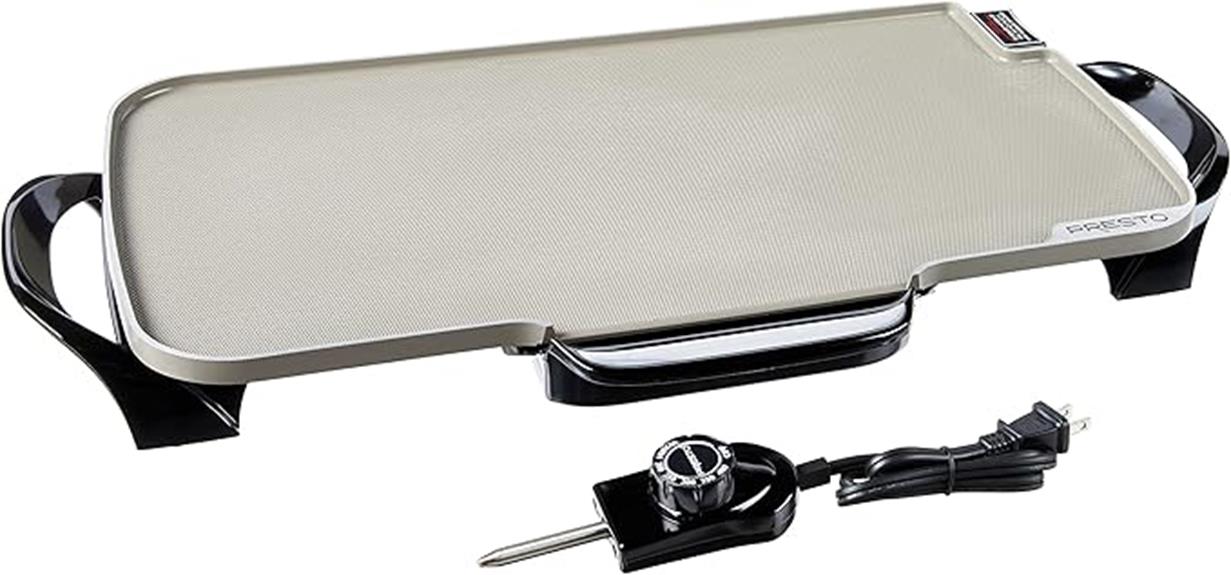 removable handled electric griddle