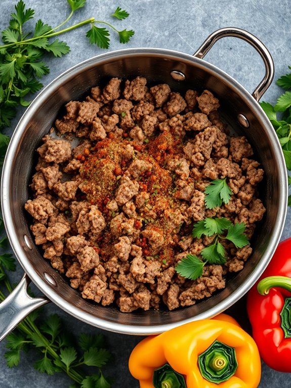 saut ing seasoned ground beef