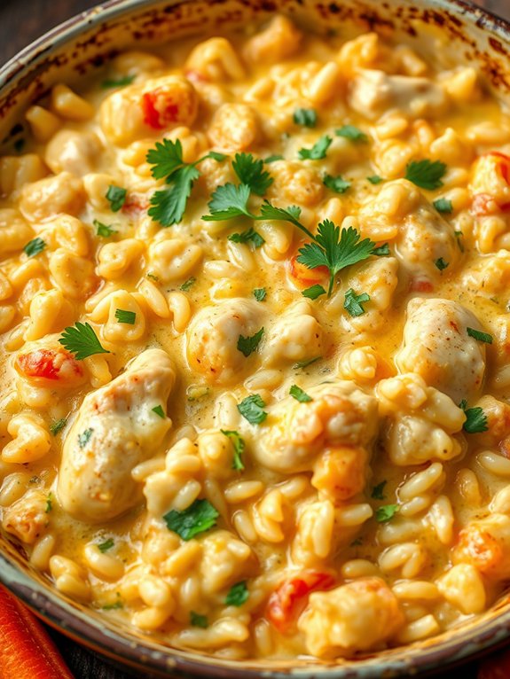 savory chicken cheese rice