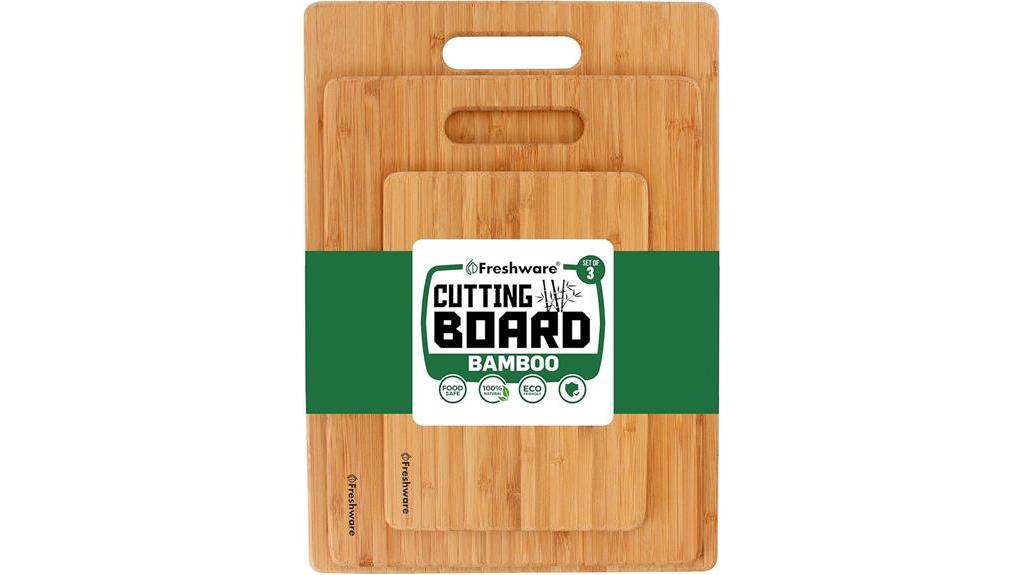 three piece bamboo cutting boards