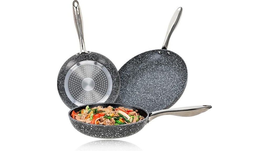 three piece nonstick skillet set