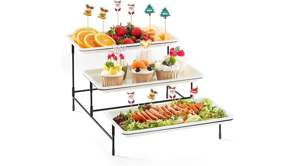three tier plastic serving tray