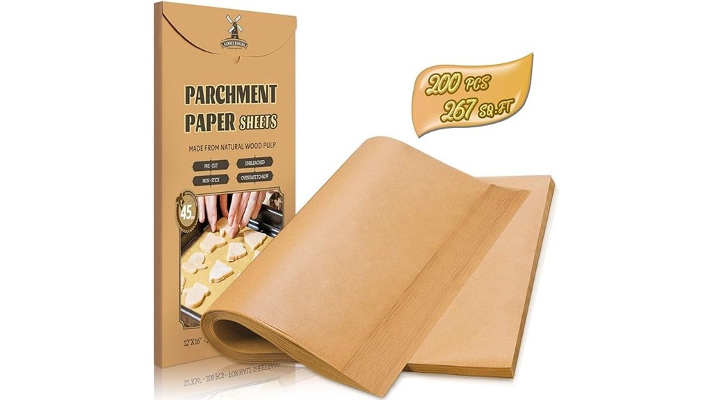 unbleached baking parchment sheets